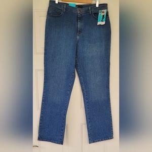 NWT LEE Women Relaxed Fit Straight Leg Auth Azul Blue Jeans Size 14  Medium Wash